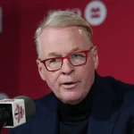 Jan 15, 2025; Toronto, Ontario, CAN; MLSE President and CEO Keith Pelley speaks to the media during the press conference at BMO Training Ground. Mandatory Credit: Nick Turchiaro-Imagn Images