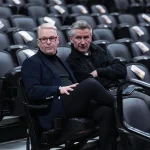 Mar 29, 2026; Toronto, Ontario, CAN; Keith Pelley President of Maple Leaf Sports  Entertainment talks with the media during the warmup before a game between the Orlando Magic and the Toronto Raptors at Scotiabank Arena. Mandatory Credit: Nick Turchiaro-Imagn Images
