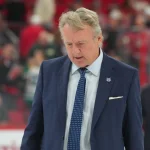 Apr 2, 2026; Raleigh, North Carolina, USA; Columbus Blue Jackets head coach Rick Bowness walks off the ice after the bfirst period against the Carolina Hurricanes at Lenovo Center.