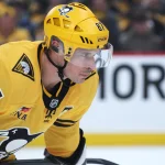 Apr 20, 2026; Pittsburgh, Pennsylvania, USA; Pittsburgh Penguins center Sidney Crosby (87) before a face-off against the Philadelphia Flyers during the third period n game two of the first round of the 2026 Stanley Cup Playoffs at PPG Paints Arena.