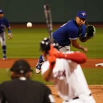 Sep 3, 2020; Boston, Massachusetts, USA; Toronto Blue Jays pitcher Taijuan Walker (0) throws a pitch against the Boston Red Sox in the first inning at Fenway Park. Mandatory Credit: David Butler II-Imagn Images