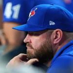 Apr 17, 2026; Phoenix, Arizona, USA; Toronto Blue Jays manager John Schneider (14) looks on against the Arizona Diamondbacks during the seventh inning at Chase Field. Mandatory Credit: Joe Camporeale-Imagn Images