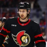 Apr 7, 2026; Ottawa, Ontario, CAN; Ottawa Senators defenseman Jake Sanderson (85) is seen in a game against the Tampa Bay Lightning during the second period at Canadian Tire Centre
