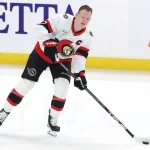 Dec 28, 2024; Winnipeg, Manitoba, CAN; Ottawa Senators left wing Brady Tkachuk (7) warms up before a game against the Winnipeg Jets at Canada Life Centre.