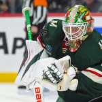 Apr 30, 2026; Saint Paul, Minnesota, USA; Minnesota Wild goalie Jesper Wallstedt (30) makes a save against the Dallas Stars during the first period in game six of the first round of the 2026 Stanley Cup Playoffs at Grand Casino Arena.