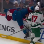Cale Makar Marcus Foligno hit