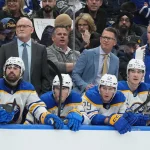 Dec 15, 2024; Toronto, Ontario, CAN; Buffalo Sabres head coach Lindy Ruff watches the play against theagainst the Toronto Maple Leafs during the third period at Scotiabank Arena. Mandatory Credit: Nick Turchiaro-Imagn Images
