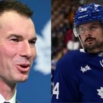 May 4, 2026; Toronto, Ontario, CANADA; Toronto Maple Leafs general manager John Chayka speaks to the media during an introductory news conference at Real Sports Bar and Grill. Mandatory Credit: Dan Hamilton-Imagn ImagesMar 12, 2026; Toronto, Ontario, CAN; Toronto Maple Leafs forward Auston Matthews (34) skates during warm up before a game against the Anaheim Ducks at Scotiabank Arena. Mandatory Credit: John E. Sokolowski-Imagn Images