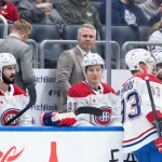 Apr 12, 2026; Elmont, New York, USA; Montréal Canadiens head coach Martin St. Louis before the first period against the New York Islanders at UBS Arena.