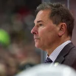 Mar 30, 2024; Saint Paul, Minnesota, USA; Vegas Golden Knights head coach Bruce Cassidy looks on during the second period against the Minnesota Wild at Xcel Energy Center. Mandatory Credit: Matt Krohn-Imagn Images