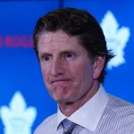 Oct 21, 2019; Toronto, Ontario, CAN; Toronto Maple Leafs head coach Mike Babcock during the post game press conference against the Columbus Blue Jackets at Scotiabank Arena. Columbus defeated Toronto in overtime. Mandatory Credit: John E. Sokolowski-Imagn Images