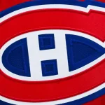 Apr 5, 2026; Montreal, Quebec, CAN; View of a Montreal Canadiens logo on a jersey worn by a member of the team during the second period at Bell Centre.