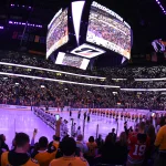 Nov 16, 2019; Nashville, TN, USA; Fans hold up their phones during a Hockey Fights Cancer tribute before the Nashville Predators game against the Chicago Blackhawks at Bridgestone Arena. Mandatory Credit: Christopher Hanewinckel-Imagn Images
