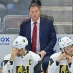 Feb 8, 2024; Tempe, Arizona, USA; Vegas Golden Knights head coach Bruce Cassidy looks on prior to the game against the Arizona Coyotes at Mullett Arena. Mandatory Credit: Matt Kartozian-Imagn Images