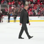 Apr 4, 2026; Raleigh, North Carolina, USA; New York Islanders head coach Patrick Roy walks off the ice after their loss to the Carolina Hurricanes at Lenovo Center. Mandatory Credit: James Guillory-Imagn Images