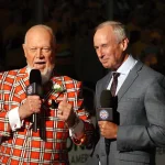 May 30, 2016; Pittsburgh, PA, USA; Hockey Night in Canada network broadcasters Don Cherry (left) and Chris Cuthbert (right) perform the pre-game show before the Pittsburgh Penguins host the San Jose Sharks in game one of the 2016 Stanley Cup Final at the CONSOL Energy Center. The Penguins won 3-2. Mandatory Credit: Charles LeClaire-Imagn Images