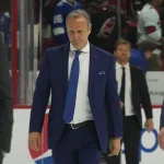 Mar 5, 2023; Raleigh, North Carolina, USA; Tampa Bay Lightning head coach Jon Cooper comes off the ice after their loss to the Carolina Hurricanes at PNC Arena. Mandatory Credit: James Guillory-Imagn Images