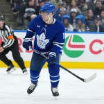 Apr 13, 2026; Toronto, Ontario, CAN; Toronto Maple Leafs center Max Domi (11) follows the play against the Dallas Stars during the third period at Scotiabank Arena. Mandatory Credit: Nick Turchiaro-Imagn Images