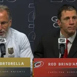 Rod Brind'Amour didn't hide his emotions when discussing John Tortorella's departure announcement