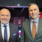 Pierre Houde et Marc Denis, sur les ondes de RDS pendant le Canadien de Montréal.