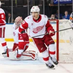Apr 4, 2026; New York, New York, USA; Detroit Red Wings right wing Patrick Kane (88) skates against the New York Rangers during the second period at Madison Square Garden.