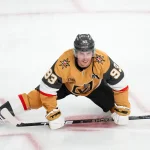 Jun 6, 2026; Las Vegas, Nevada, USA; Vegas Golden Knights right wing Mitch Marner (93) warms up prior to game three of the 2026 Stanley Cup Final against the Carolina Hurricanes at T-Mobile Arena.