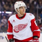 Apr 4, 2026; New York, New York, USA; Detroit Red Wings right wing Patrick Kane (88) skates against the New York Rangers during the first period at Madison Square Garden.