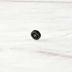 Dec 18, 2025; Montreal, Quebec, CAN; Puck with the NHL logo before the game between the Chicago Blackhawks and Montreal Canadiens at the Bell Centre.