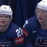 Cole Caufield et Brady Tkachuk, avec Team USA.