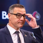 Jan 12, 2025; Ottawa, Ontario, CAN; President of Hockey Operations and General Manager Steve Staios speaks to the media pprior to match between the Dallas Stars and the Ottawa Senators at the Canadian Tire Centre.