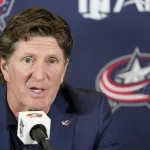 Jul 1, 2023; Columbus, OH, USA; Columbus Blue Jackets name Mike Babcock as their new head coach during a press conference at Nationwide Arena.