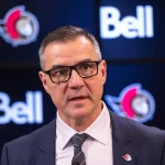 Jan 12, 2025; Ottawa, Ontario, CAN; President of Hockey Operations and General Manager Steve Staios speaks to the media pprior to match between the Dallas Stars and the Ottawa Senators at the Canadian Tire Centre.