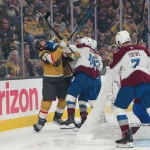 Chris MacFarland completes 5-piece trade with his Former team as Avalanche and Predators do business May 26, 2026; Las Vegas, Nevada, USA; Colorado Avalanche center Jack Drury (18) fights with Vegas Golden Knights center Nic Dowd (26) during the first period in game four of the Western Conference Final of the 2026 Stanley Cup Playoffs at T-Mobile Arena. Mandatory Credit: Stephen R. Sylvanie-Imagn Images