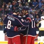 RUMEUR : une grosse acquisition à venir du Canadien viendrait de se confirmer 12 avril 2026 ; Columbus, Ohio, États-Unis ; Mason Marchment (17), ailier gauche des Blue Jackets de Columbus, célèbre son but contre les Bruins de Boston lors de la première période à la Nationwide Arena.