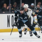 Boston Bruins make massive trade with Utah minutes before NHL draft May 1, 2026; Salt Lake City, Utah, USA; Utah Mammoth right wing JJ Peterka (77) brings the puck up the ice against the Vegas Golden Knights during the second period in game six of the first round of the 2026 Stanley Cup Playoffs at Delta Center.