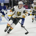 Nov 20, 2024; Toronto, Ontario, CAN; Vegas Golden Knights forward Pavel Dorofeyev (16) skates against the Toronto Maple Leafs during the second period at Scotiabank Arena.