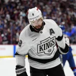 Los Angeles Kings reportedly set to move on from franchise legend Drew Doughty Apr 19, 2026; Denver, Colorado, USA; Los Angeles Kings defenseman Drew Doughty (8) reacts after a Colorado Avalanche goal scored in the second period in game one of the first round of the 2026 Stanley Cup Playoffs at Ball Arena. Mandatory Credit: Ron Chenoy-Imagn Images