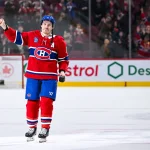 Jan 19, 2025; Montreal, Quebec, CAN; First star of the game Montreal Canadiens right wing Brendan Gallagher (11) salutes the crowd after the game against the New York Rangers at Bell Centre.