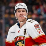 Mar 17, 2026; Vancouver, British Columbia, CAN; Florida Panthers forward Matthew Tkachuk (19) during a stop in play against the Vancouver Canucks in the third period at Rogers Arena.