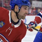22 septembre 2025; Montréal (Québec), Canada; le défenseur des Canadiens de Montréal, Marc Del Gaizo (37), patine durant l'échauffement avant le match contre les Penguins de Pittsburgh au Centre Bell.