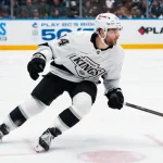 Mar 26, 2026; Vancouver, British Columbia, CAN; Los Angeles Kings forward Alex Laferriere (14) skates against the Vancouver Canucks in the third period at Rogers Arena. Mandatory Credit: Bob Frid-Imagn Images