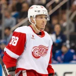 Apr 4, 2026; New York, New York, USA; Detroit Red Wings right wing Patrick Kane (88) skates against the New York Rangers during the first period at Madison Square Garden.