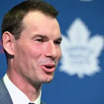 May 4, 2026; Toronto, Ontario, CANADA; Toronto Maple Leafs general manager John Chayka speaks to the media during an introductory news conference at Real Sports Bar and Grill.