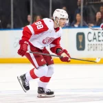 Apr 4, 2026; New York, New York, USA; Detroit Red Wings right wing Patrick Kane (88) skates against the New York Rangers during the second period at Madison Square Garden.