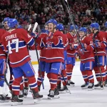 Officiel : annonce de dernière minute chez le Canadien et un changement important est confirmé 22 novembre 2025; Montréal, Québec, Canada; Les joueurs des Canadiens de Montréal célèbrent leur victoire contre les Maple Leafs de Toronto au Centre Bell.