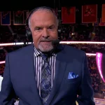 Pierre Houde, sur les ondes de RDS, pour la diffusion du match du Canadien de Montréal.