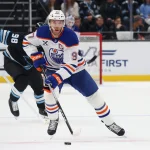 Apr 7, 2026; Salt Lake City, Utah, USA; Edmonton Oilers center Connor McDavid (97) skates with the puck against the Utah Mammoth during the second period at Delta Center.