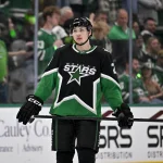 Apr 28, 2026; Dallas, Texas, USA; Dallas Stars left wing Jason Robertson (21) looks on during the third period against the Minnesota Wild in game five of the first round of the 2026 Stanley Cup Playoffs at American Airlines Center.