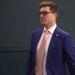 Nov 22, 2025; Pittsburgh, Pennsylvania, USA; Pittsburgh Penguins general manager Kyle Dubas arrives at the arena before the Penguins host the Seattle Kraken at PPG Paints Arena.