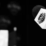 Jan 29, 2016; Nashville, TN, USA; A detailed view of the NHL logo on a microphone during media day for the 2016 NHL All Star Game at Bridgestone Arena.